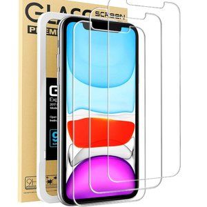 Screen Protector, Tempered Glass Film Apple iPhone 11 or iPhone XR, 3-Pack Clear